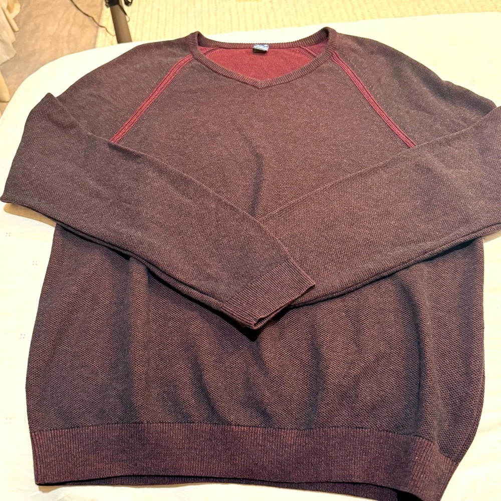 Tailor Vintage Men’s Burgundy V-neck Cotton Sweater Size XL